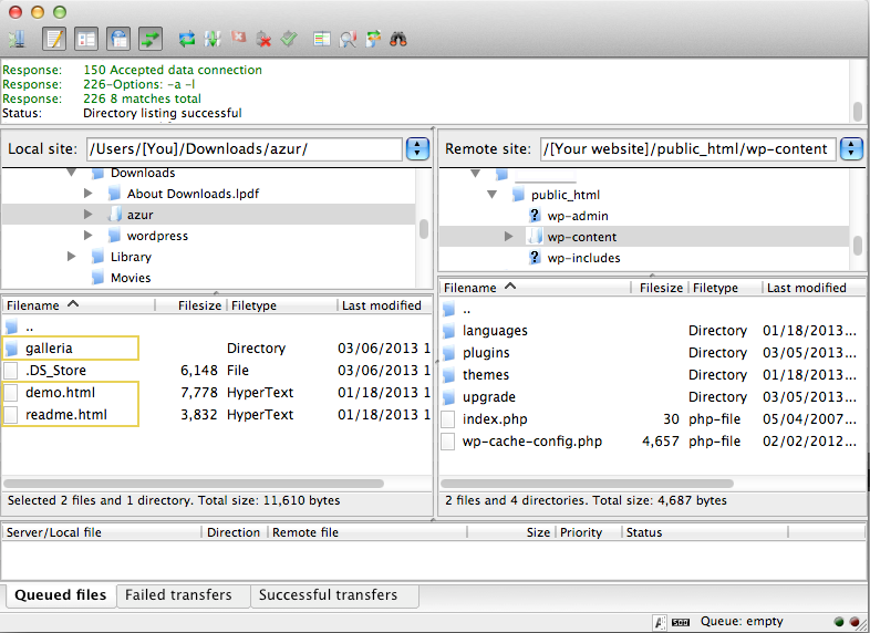 export muse site for filezilla